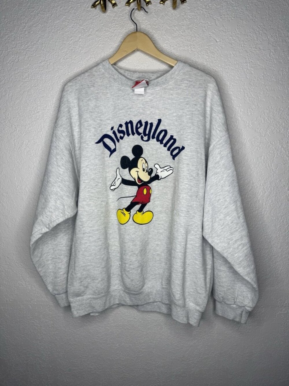 VTG Mickey Inc Sweatshirt Unisex XXL Gray Mickey Mouse Disbeyland USA 90s 2A
